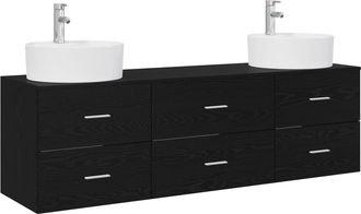 vidaXL Juego De Muebles De Ba&ntilde;o 3 Uds. Negro 62,5 X 44,5 X 50 Cm Vidaxl