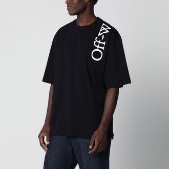Off-white T-shirt girocollo con logo stampato in cotone nero