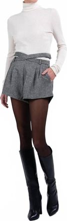 Parentezi Laurette Shorts In Grey Herringbone