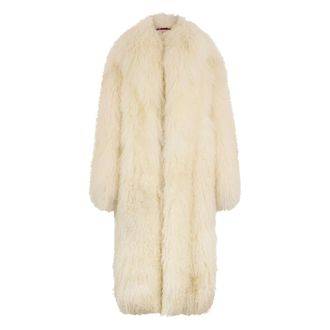 Philosophy di Lorenzo Serafini Faux Fur & Shearling Jackets, female, White, M, Oversized Long Coat