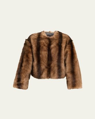 Nili Lotan Elan Lamb Shearling Collarless Jacket