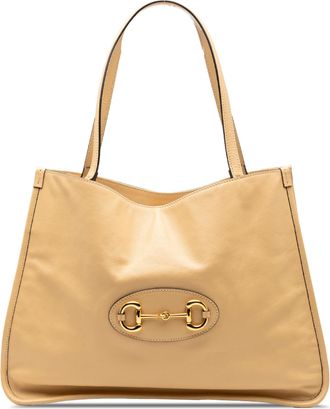 Gucci Pre-owned Womens Medium Leather Horsebit 1955 Tote - Tan - One Size