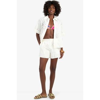 Trina Turk Alody Cotton Eyelet Shorts in Whitewash at Nordstrom, Size X-Small
