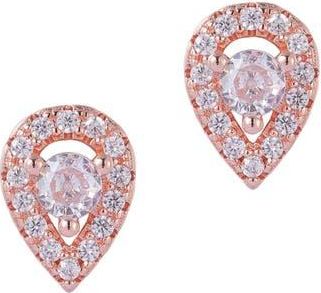 Adornia 14K Rose Gold Plated Crystal Pear Stud Earrings in Pink at Nordstrom Rack