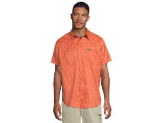 Columbia Utilizer Printed Woven Short Sleeve Mens Clothing Tuscan Sundot Tonal : 2XL, Polyester