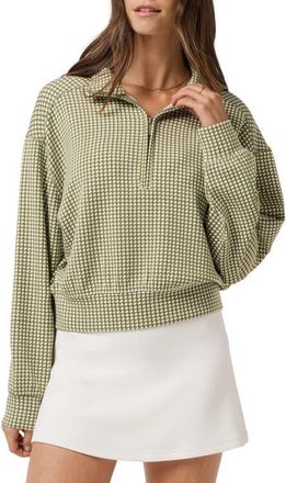 Travis Mathew Skyloft Printed Quarter Zip Sweatshirt in Oil Green Multi at Nordstrom, Size Xx-Large