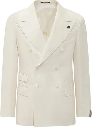 Gabriele Pasini Double-breasted Peak Lapel Blazer - Heren - Blazers - Wit - XL - Leer - Jassen