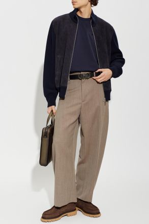 Ferragamo Jacket With Stand-up Collar, Mens, Navy Blue