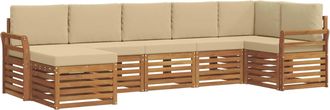 vidaXL Conjunto De Sof&aacute;s De Exterior 7 Uds. Natural Y Beige Vidaxl
