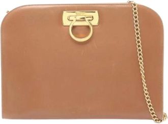 Ferragamo Pre-owned Clutches, female, Brown, Size: ONE SIZE Pre-owned Leather Shoulder Bag