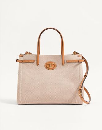 Valentino Garavani Borsa Shopping Media Valentino Garavani Antibes In Canvas Donna NATURALE/TABACCO UNI