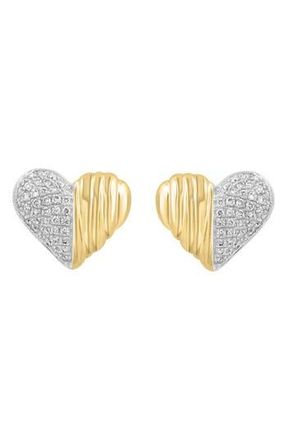 Effy 14K Gold Diamond Heart Stud Earrings at Nordstrom Rack