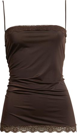 Mango Gama Stretch Lace Trim Camisole in Brown at Nordstrom, Size X-Large