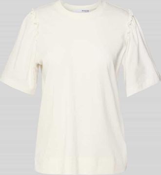 Selected T-Shirt mit Raffungen Modell PENELOPE in Weiss, Gr&ouml;&szlig;e XS