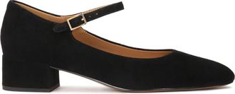 Kazar Zwarte su&egrave;de pumps met bandje en lage hak - Dames - Pumps - Zwart - 41 EU - Su&egrave;de - Schoenen