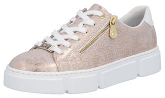 Rieker Plateausneaker RIEKER, Damen, Gr. 36, rosa (ros&eacute;goldfarben, wei&szlig;), Lederimitat, metallic, Schuhe Plateausneaker, Freizeitschuh, Halbschuh, Schn&uuml;rschuh