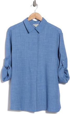 Max Studio Roll Tab Sleeve Shirt in Heather Chambray at Nordstrom Rack, Size 3X