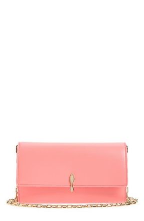 Christian Louboutin Bettina Leather Wallet on a Chain in 9147 Grapefruit/Gold at Nordstrom
