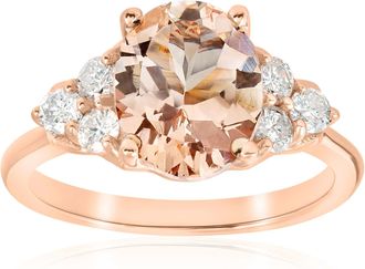 Pompeii3 2 1/3 cttw Oval Morganite & Diamond Engagement Ring 14k Rose Gold