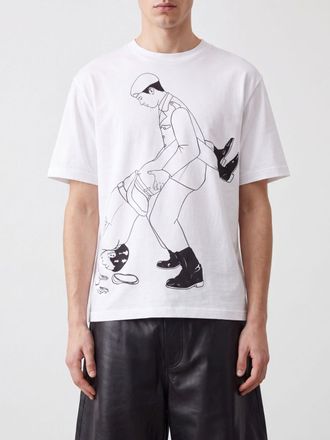 Jean Paul Gaultier T-shirt in cotone con stampa grafica a contrasto