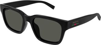 Gucci Vierkante Zonnebril - Heren - Zonnebrillen - Zwart - 55 MM - Nylon - Accessoires