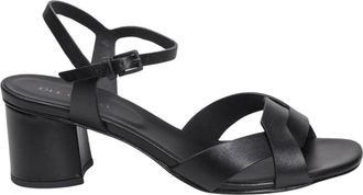Del Carlo Python Print Mid-Heel Enkelband Sandalen - Dames - Sandalen met hakken - Zwart - 37 EU - Leer - Schoenen