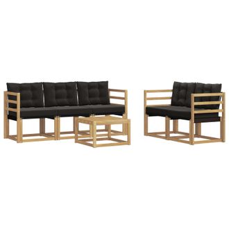 vidaXL Conjunto De Sof&aacute;s De Exterior Con Coj&iacute;n 6 Pcs Blanco Y Negro Vidaxl