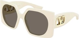 Valentino Vain Bold Square Zonnebrillen - Dames - Zonnebrillen - Wit - 55 MM - Accessoires