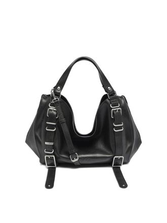 Diesel Black Faux Leather Bag With Pleated Design