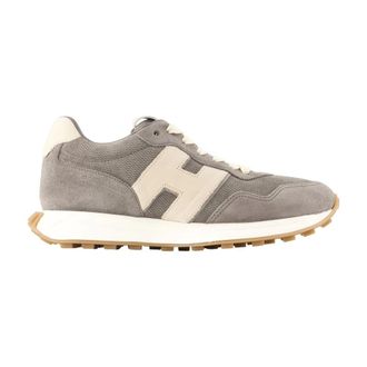 Hogan H601 Allacciato H Patch Trainers - Hogan - Leather - Grey - male - Hogan - Sneakers - Gray - 7 UK - Shoes