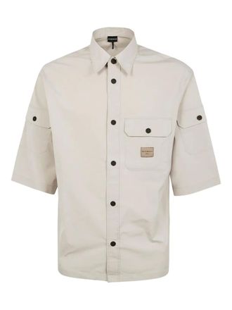 Emporio Armani Overhemd met logopatch - Beige
