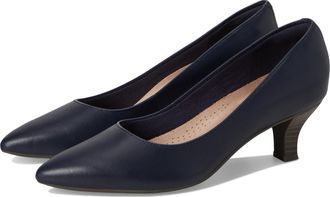 Clarks Womens Kepley Vine Pump, Navy Leather, 9