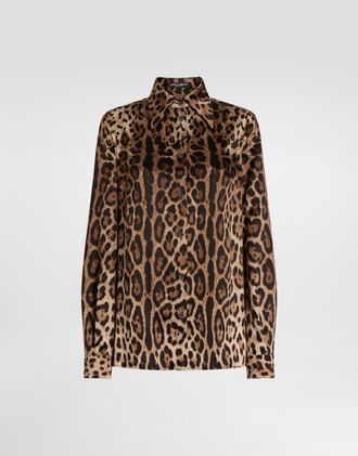 Dolce & Gabbana Leopard-print Satin Shirt - Woman Shirts And Tops Animal Print 36