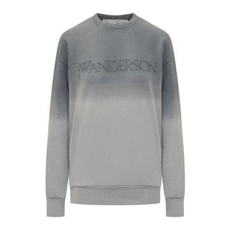 J.W.Anderson Logo Embroidery Gradient Sweatshirt - Dames - Sweatshirts - Grijs - 2XS - Katoen - Hoodies & sweatvesten