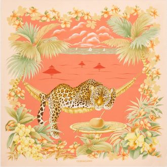 Ferragamo Women Jungle print silk foulard Pink