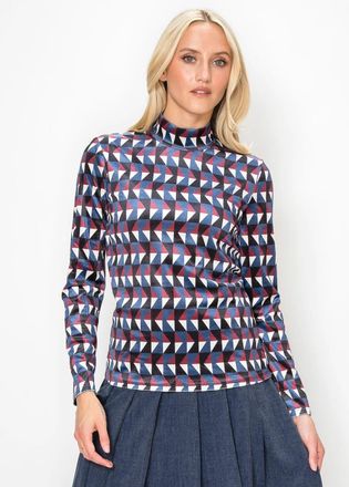 YAL New York Burgundy and Navy Geometric Top