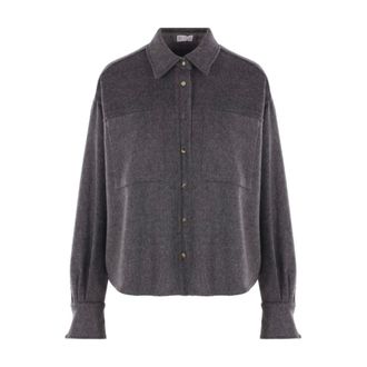 Brunello Cucinelli Jassen, Dames, Grijs, M, Wol, Grijze Wollen Trui