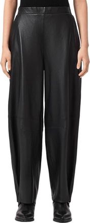AllSaints Etta Barrel Leg Leather Pants in Black at Nordstrom, Size 10 Us