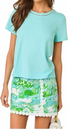 Lilly Pulitzer Clairmont Pearl Knit Top In Day Dream Blue