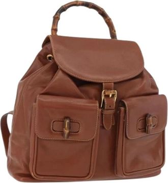 Gucci Pre-owned Leren Rugzak - Dames - Vintage Rugzakken - Bruin - ONE Size - Leer - Vintage