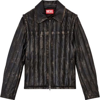 DIESEL フード付きブラウンレザージャケット　漆黒の衝撃さん専用 Black Diesel Leather Jackets: Shop up to −75% | Stylight