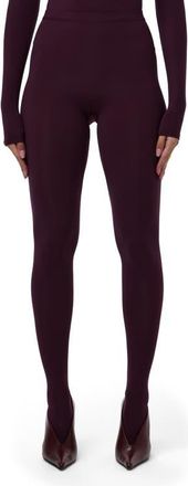 Naked Wardrobe Closed Toe Leggings in Dark Plum at Nordstrom, Size X-Small