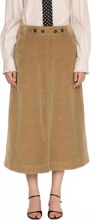 Sea New York Garrett Corduroy Midi Skirt In Khaki