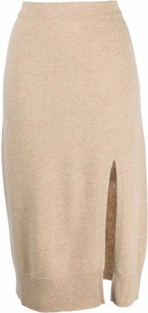 Lorena Antoniazzi Gebreide rok haver-beige wolmix - Dames - Midirokken - Beige - M - Wol - Rokken