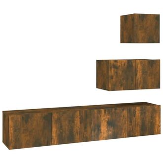 Berkfield Home 4 Piece TV Cabinet Set Smoked Oak Engineered Wood in Brown