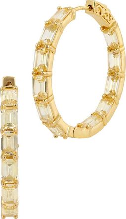 Savvy Cie Jewels Emerald Cut Cubic Zirconia Inside Out Hoop Earrings in Yellow at Nordstrom Rack