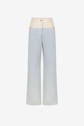 Givenchy Vintage-Denim- und Tweed-Jeans mit weitem Bein 4G Liquid
