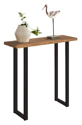 HOGAR 24 Mueble Recibidor Madera Maciza Natural, Estilo Industrial Vintage