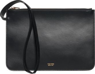 Tom Ford Zip Top Leather Wristlet in Black at Nordstrom