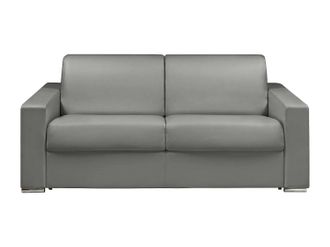Vente-Unique Vente-unique - Divano Letto 3 Posti Ribalta Letto 140cm Materasso 18cm Memory Foam - In Similpelle Grigio - Calito